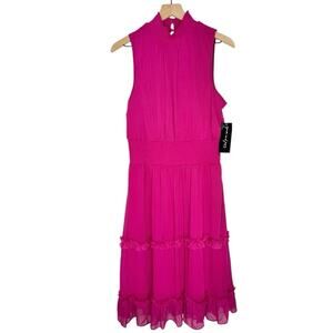 Sam & Jess Magenta Pink Sleeveless Midi Dress NWT Size L Wedding Guest
